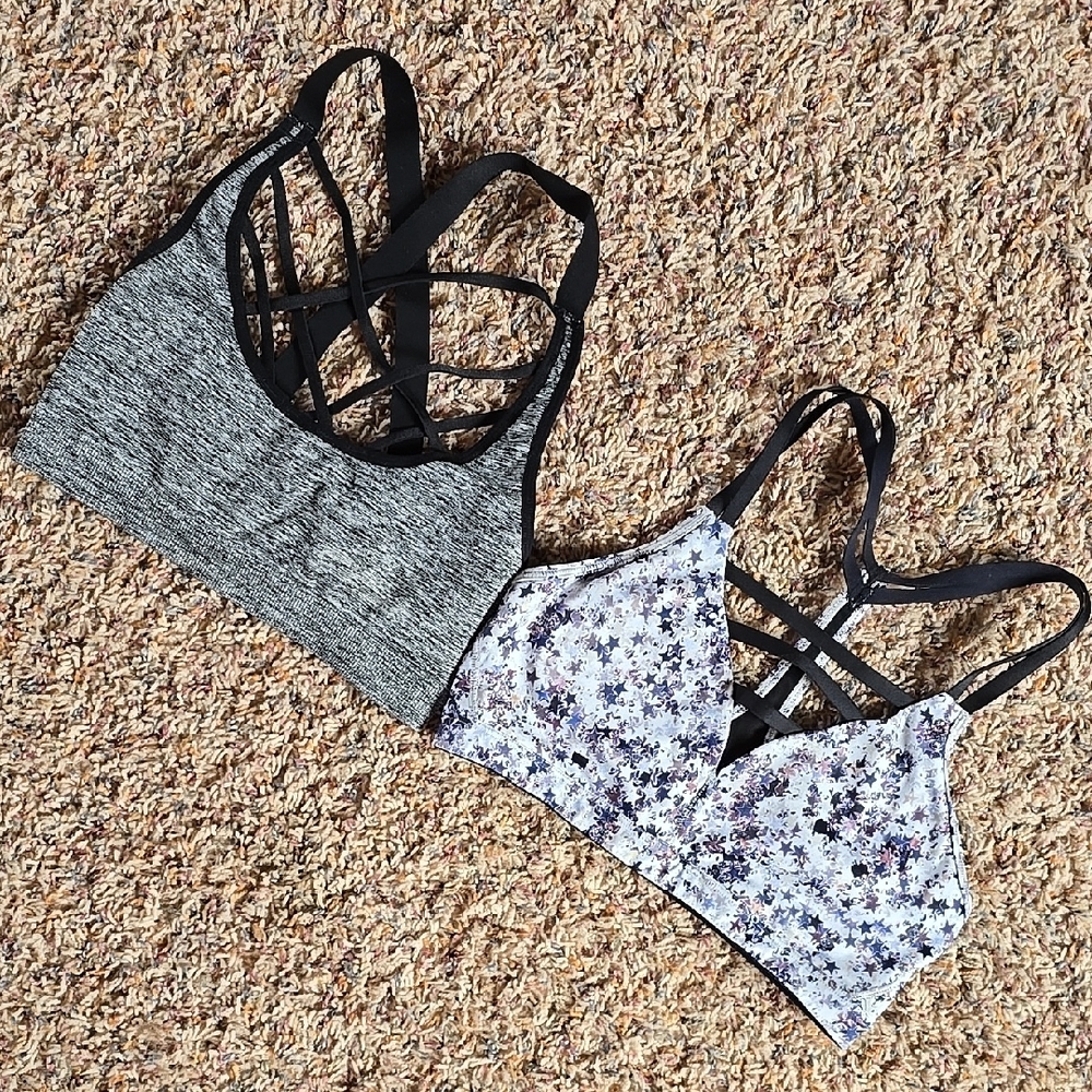 Women's Gray and Floral Sports Bras
